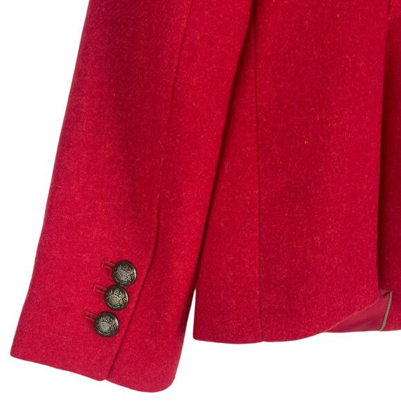 Talbots Wool Blend 2 Button Blazer Jacket Red Holiday Size 12 - Picture 6 of 8
